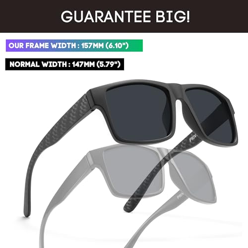 PRIVEL XXL Size Extra Large Square 157MM Polarized Sunglasses for Big Wide Heads Men TR90 Lightweight UV400 Glasses (PMX008P-5) - Image 3