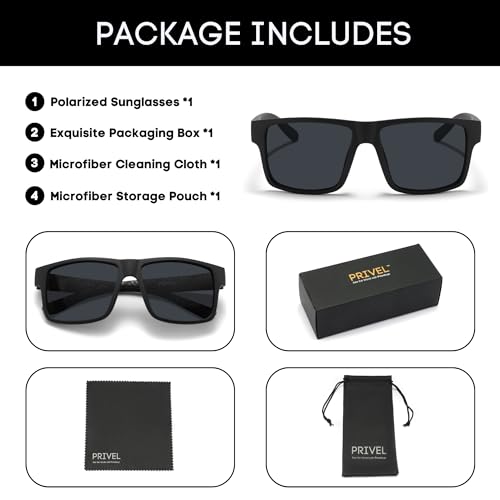 PRIVEL XXL Size Extra Large Square 157MM Polarized Sunglasses for Big Wide Heads Men TR90 Lightweight UV400 Glasses (PMX008P-5) - Image 5