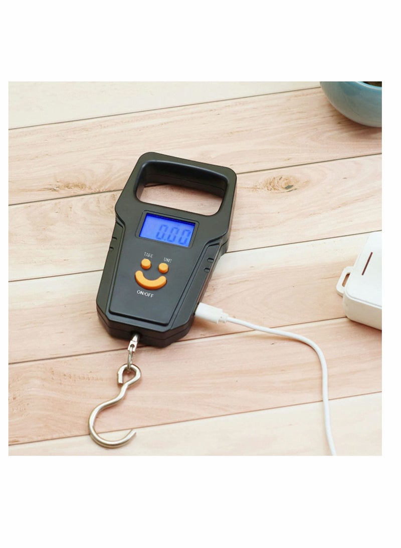 ميزان الأمتعة ، ميزان السمكة KASTWAVE ، أجهزة إلكترونية رقمية قابلة لإعادة الشحن USB ، موازين لتعليق وزن الأمتعة من أجل التسوق العائلي أثناء التسوق والصيد ، (أسود)