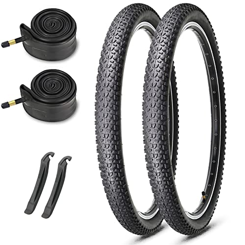 MOHEGIA 27.5-inch Mountain Bike Tires Set: MOHEGIA 2-Pack 27.5x2.125 Inch Folding Replacement Bicycle Tires and Inner Tubes with Tire Levers Pair - Image 1