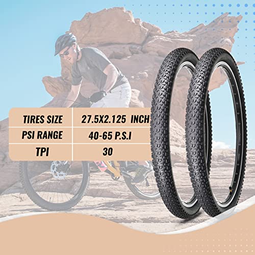 MOHEGIA 27.5-inch Mountain Bike Tires Set: MOHEGIA 2-Pack 27.5x2.125 Inch Folding Replacement Bicycle Tires and Inner Tubes with Tire Levers Pair - Image 3