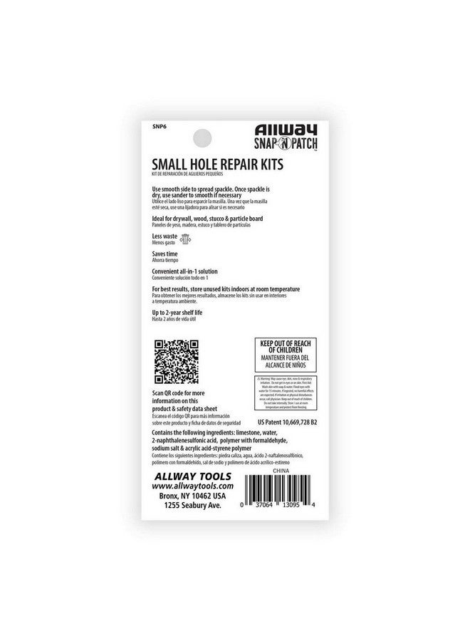 Allway 6-Piece Dry Wall Small Hole Repair Kit White 4.13 x 9.6 x 24.6 cm SNP6 - Image 2