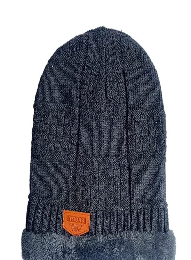 ATABZ Grey Winter Skull Beanie caps with Soft Fur - Image 3