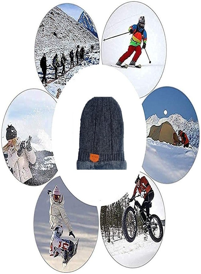 ATABZ Grey Winter Skull Beanie caps with Soft Fur - Image 4