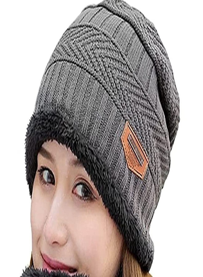 ATABZ Grey Winter Skull Beanie caps with Soft Fur - Image 2
