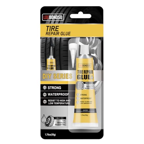 LOCBONDSO 50g Tire Repair Glue, Sidewall Tire Repair Kit, Rubber Cement Tire Repair, Black Tire Glue Sidewall Repair for Bike, Cars, Motorcycle, Tractor - Image 1