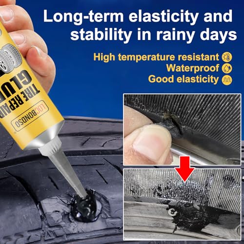 LOCBONDSO 50g Tire Repair Glue, Sidewall Tire Repair Kit, Rubber Cement Tire Repair, Black Tire Glue Sidewall Repair for Bike, Cars, Motorcycle, Tractor - Image 2
