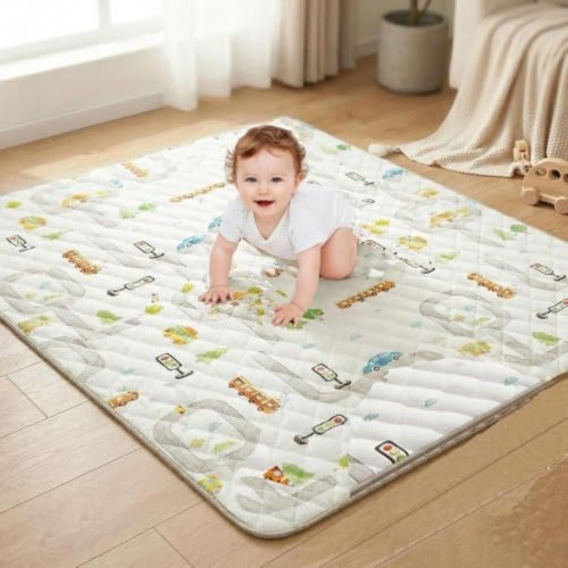 Soft Sponge Baby Play Mat Microfiber Fabric Crawling Mat Baby Playpen Floor Pad Foldable 2cm Thick High-Resilience Sponge Multi-Use Picnic Mat for Indoor Outdoor 150 180cm - Image 1