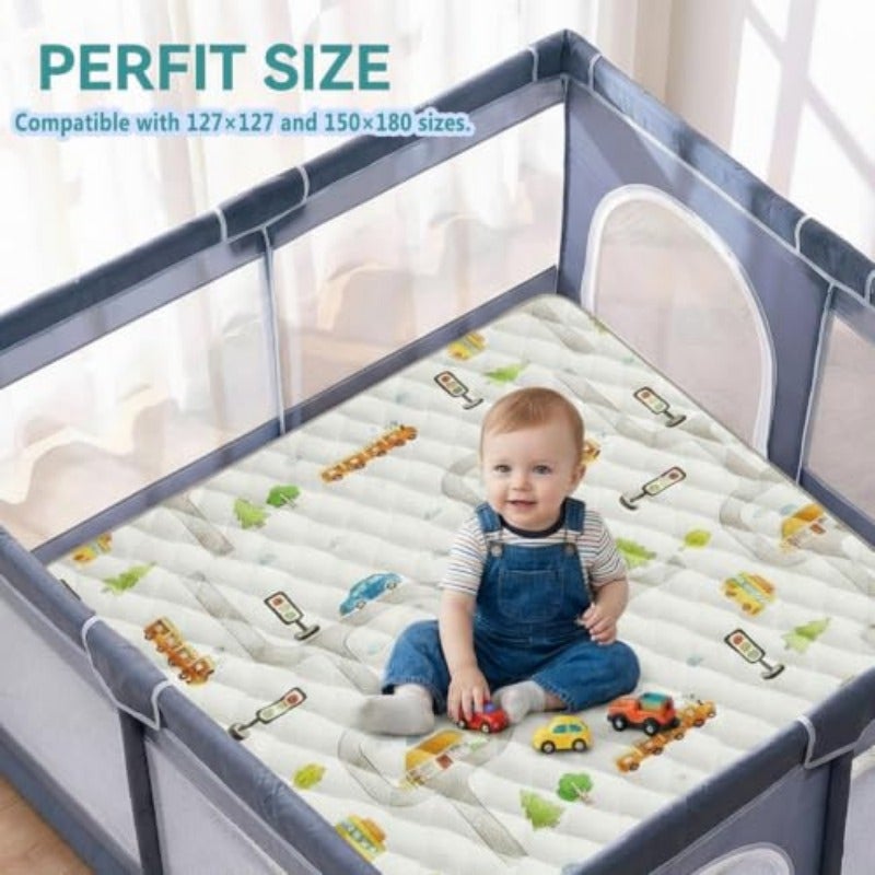 Soft Sponge Baby Play Mat Microfiber Fabric Crawling Mat Baby Playpen Floor Pad Foldable 2cm Thick High-Resilience Sponge Multi-Use Picnic Mat for Indoor Outdoor 150 180cm - Image 2