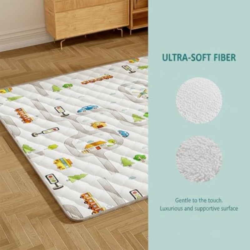 Soft Sponge Baby Play Mat Microfiber Fabric Crawling Mat Baby Playpen Floor Pad Foldable 2cm Thick High-Resilience Sponge Multi-Use Picnic Mat for Indoor Outdoor 150 180cm - Image 5