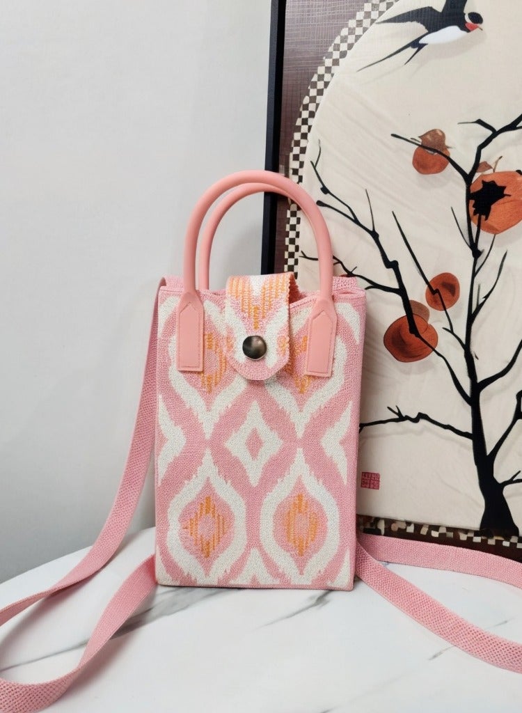 كيفية حقيبة كروس جديدة للنساء لعام 2025 حقيبة هاتف محمولة رائعة مزودة بحزام كتف قابل للتعديل وحقيبة تنقل منسوجة عالية الجودة - Image 1