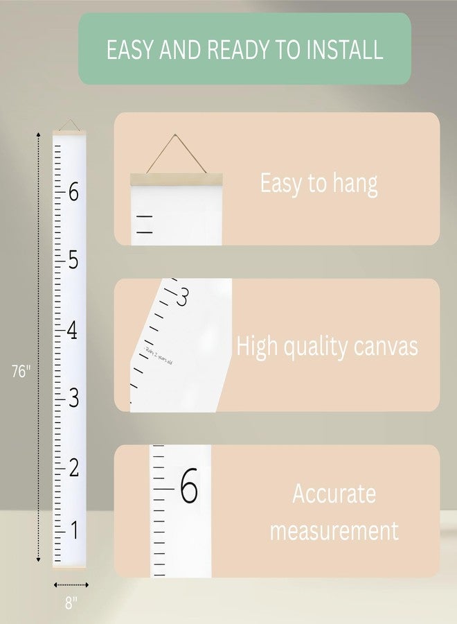 Morxy Canvas Growth Chart for Kids - Unisex Kids Room Wall Decor - Measuring Height Chart- Wall Tape with Height Chart for Kids (Canvas, Plain White) - Image 2