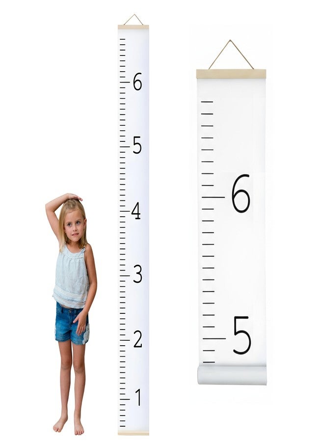 Morxy Canvas Growth Chart for Kids - Unisex Kids Room Wall Decor - Measuring Height Chart- Wall Tape with Height Chart for Kids (Canvas, Plain White) - Image 1
