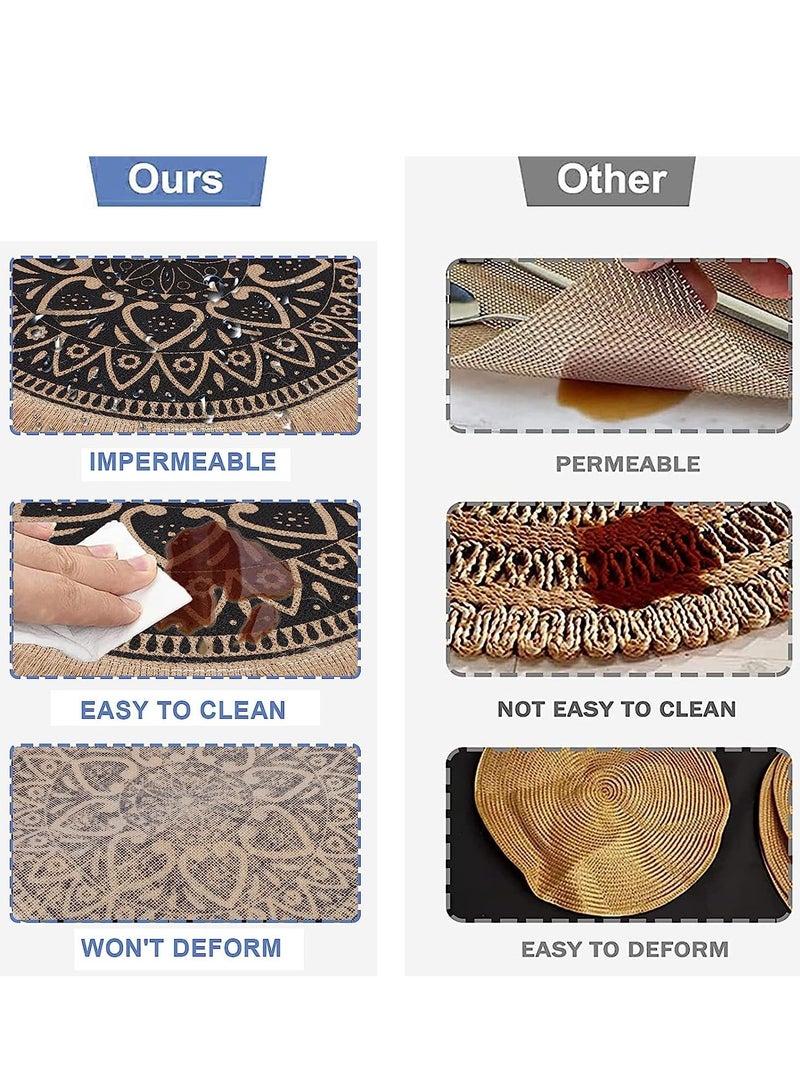 Excefore Table Mats Round Washable Placemats,  4 Pcs Round Braided Woven Place Mats Heat Resistant Table Mats and Coasters Set for Home Kitchen Dining Table Outdoor Party - Image 4