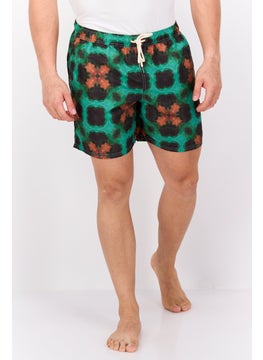 Paperbacks Men Abstract Print Drawstring Board Shorts, Green  - Image 1
