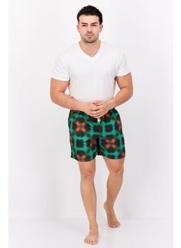 Paperbacks Men Abstract Print Drawstring Board Shorts, Green  - Image 4