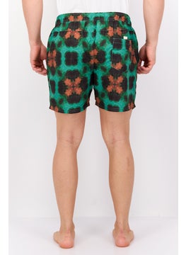 Paperbacks Men Abstract Print Drawstring Board Shorts, Green  - Image 3