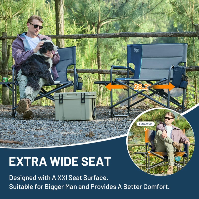 Timber Ridge XXL Directorâ€™s Chair â€“ Heavy Duty Folding Camping Chair for Adults, 500 lb Capacity, Extra Wide Padded Seat for Camping, Sports, Lawn, Courtyard, and Outdoor Use, Blue - Image 5