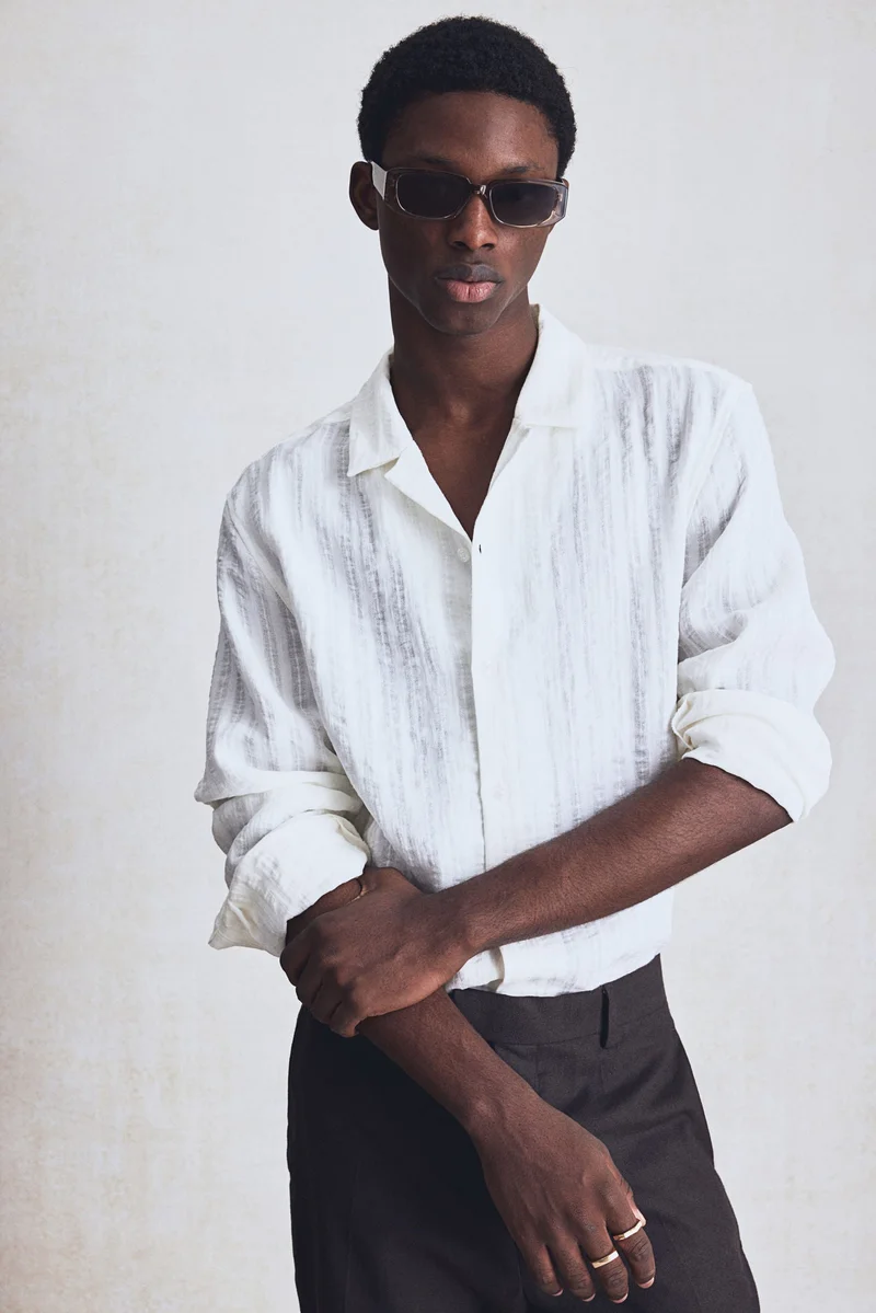اتش اند ام Regular Fit Jacquard-weave resort shirt