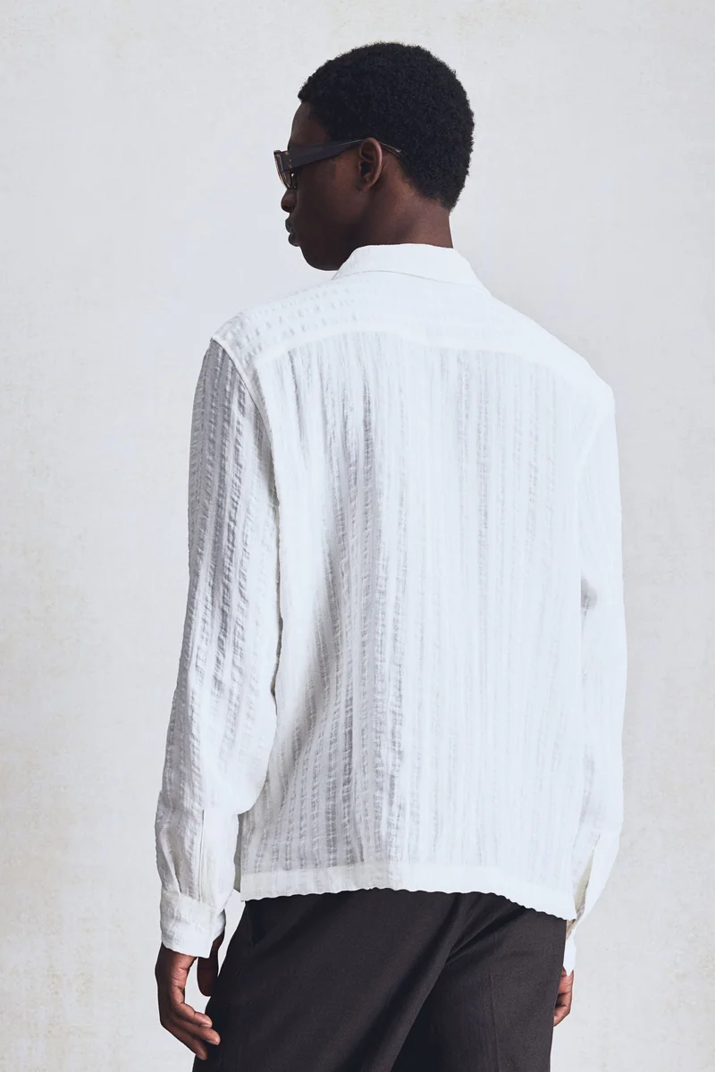 اتش اند ام Regular Fit Jacquard-weave resort shirt