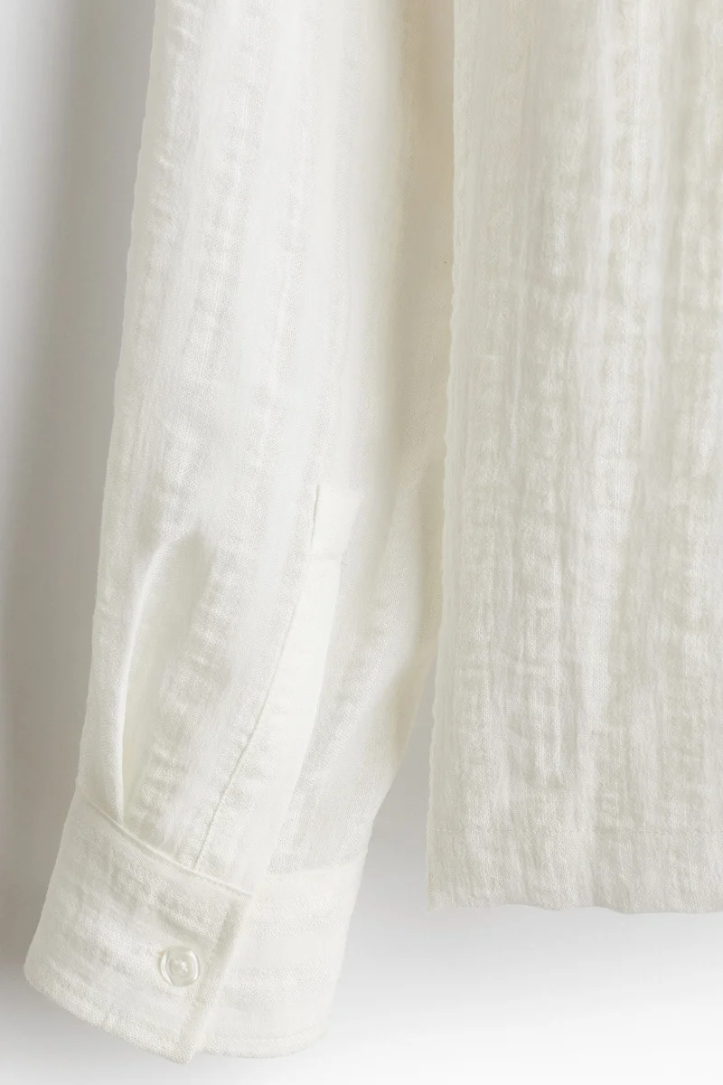 اتش اند ام قميص منتجع بنسيج الجاكار بقصة عادية