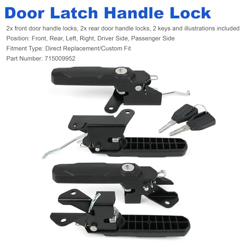 Camotokiit 4Pcs Front Rear Deluxe Full Door Latch Handle Locks Kit 715009952 for CanAm Defender MAX HD10 HD9 HD8 HD7 20172025 Add on 4Seat Cab AntiTheft - Image 3