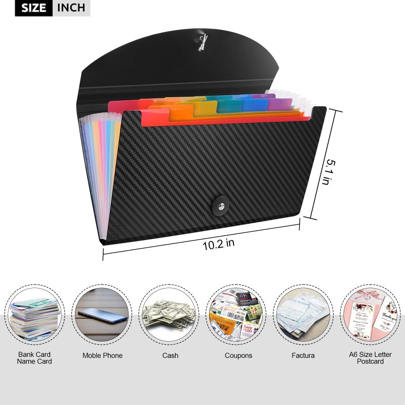 Cesil Receipt Organizer Cesil 13 Pockets Receipt Holder Small Accordion File Organizer Expanding File Folder Large Capacity Cards Ticket File Check Cards Bill Business Coupons Storage Case (2) - Image 2