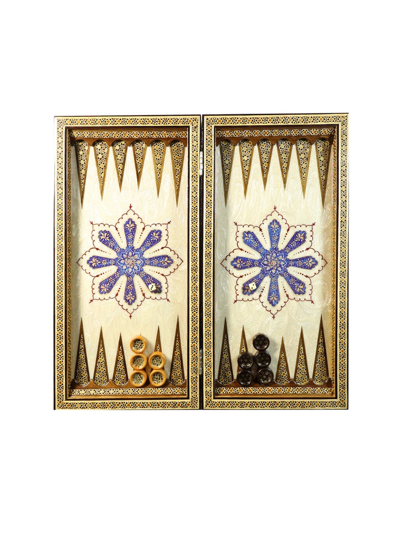 Luxury Handcrafted Chess & Backgammon Set with Khatam Marquetry, Bone & Wood Construction - Image 3