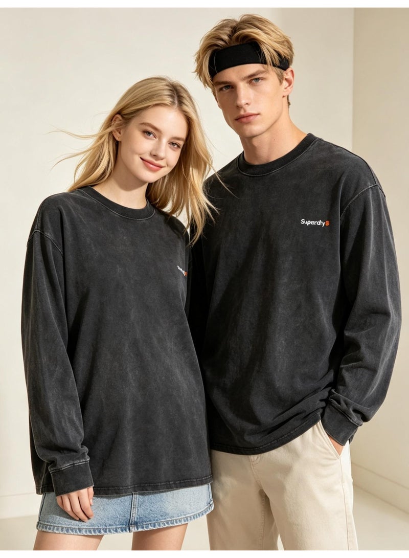 سوبر دراي Superdry Men's and women's loose cotton washed long sleeve T-shirts - Image 1