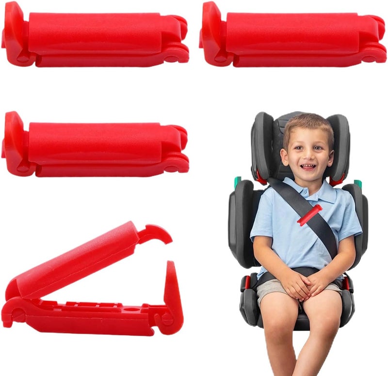 Qianeffort Child Seat Belt Clip Anti Escape - 4PCS Red Seatbelt Adjusters for Kids - Image 1
