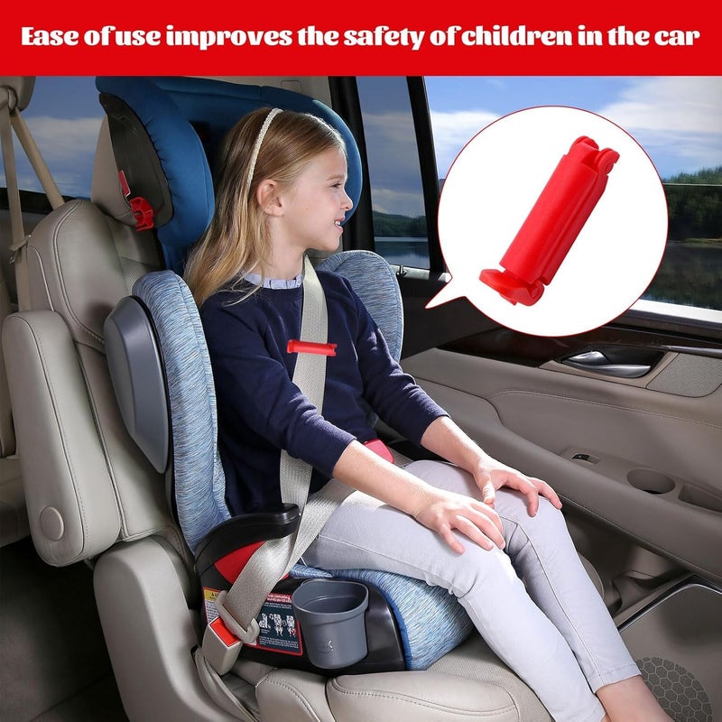Qianeffort Child Seat Belt Clip Anti Escape - 4PCS Red Seatbelt Adjusters for Kids - Image 4