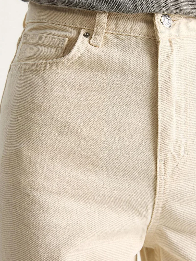 Bianco Lucci Beige Natural LUCCI High Waist Straight Leg Denim Pants for Women | Best Price UAE