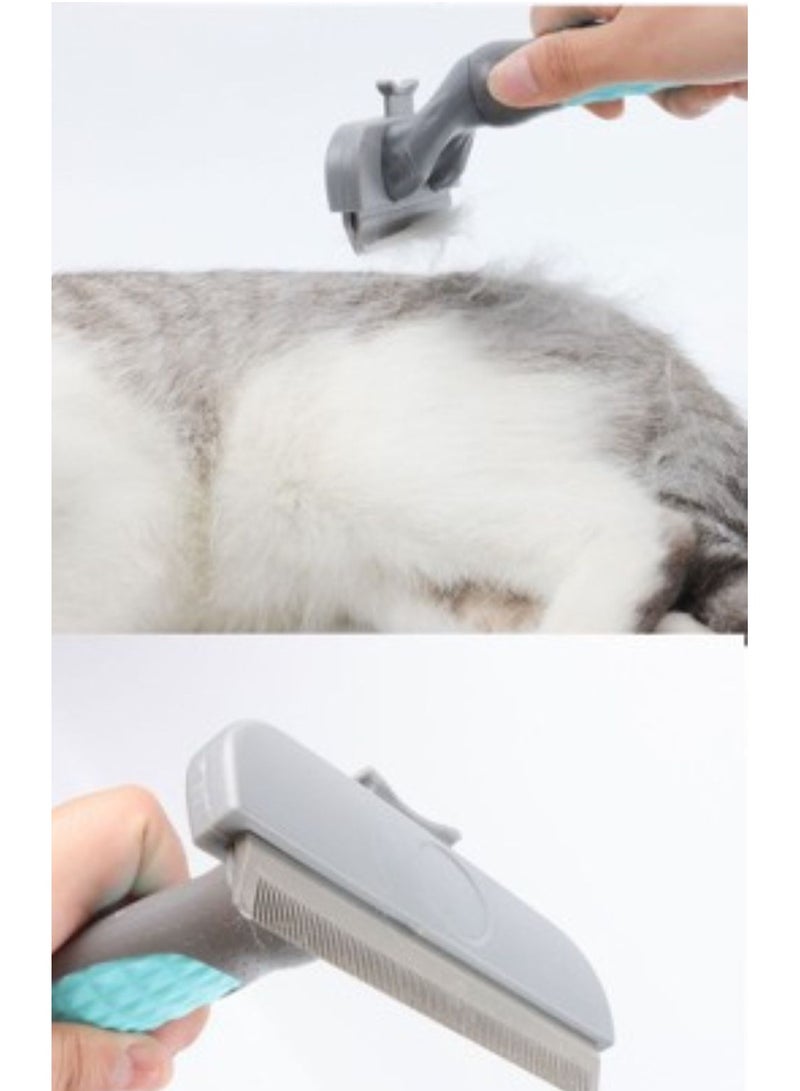 2-in-1 Pet Hair Removal Comb, One-Touch Hair Removal, Non-slip Handle Detangling Comb, Cat/Dog Hair Remover, Lint Brushes for Pet Hair - Image 5