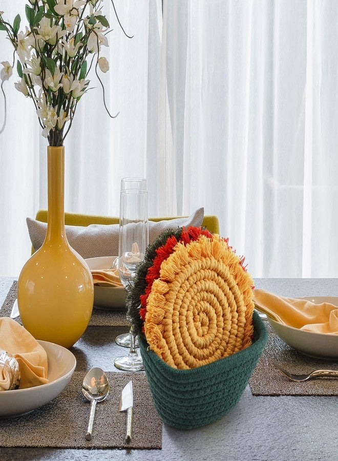 FoldTier 6 Pcs Coasters for Drinks Absorbent Boho Cotton Woven Coaster Farmhouse Tassel Macrame Coaster with Holder Housewarming Gift for Kitchen Office Coffee Table Decor, 4 in (Mix Color) - Image 5