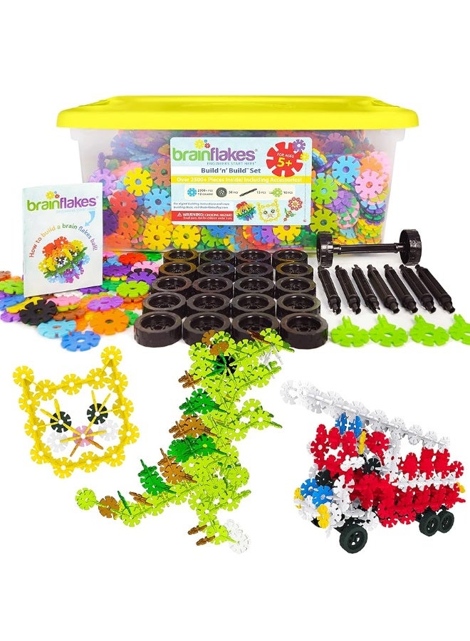 VIAHART VIAHART Brain Flakes 2500 Piece Build 'n' Build Kit - A Creative and Educational Alternative to Building Blocks - Wheel Pieces and Special Parts Included - A Great Stem Toy for Both Boys and Girls  - Image 2