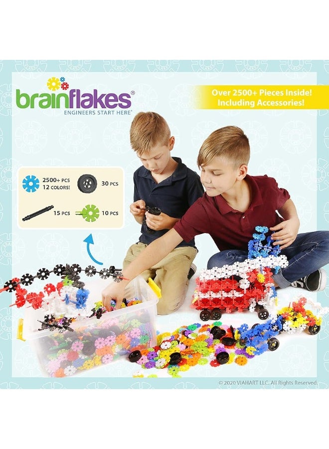 VIAHART VIAHART Brain Flakes 2500 Piece Build 'n' Build Kit - A Creative and Educational Alternative to Building Blocks - Wheel Pieces and Special Parts Included - A Great Stem Toy for Both Boys and Girls  - Image 5