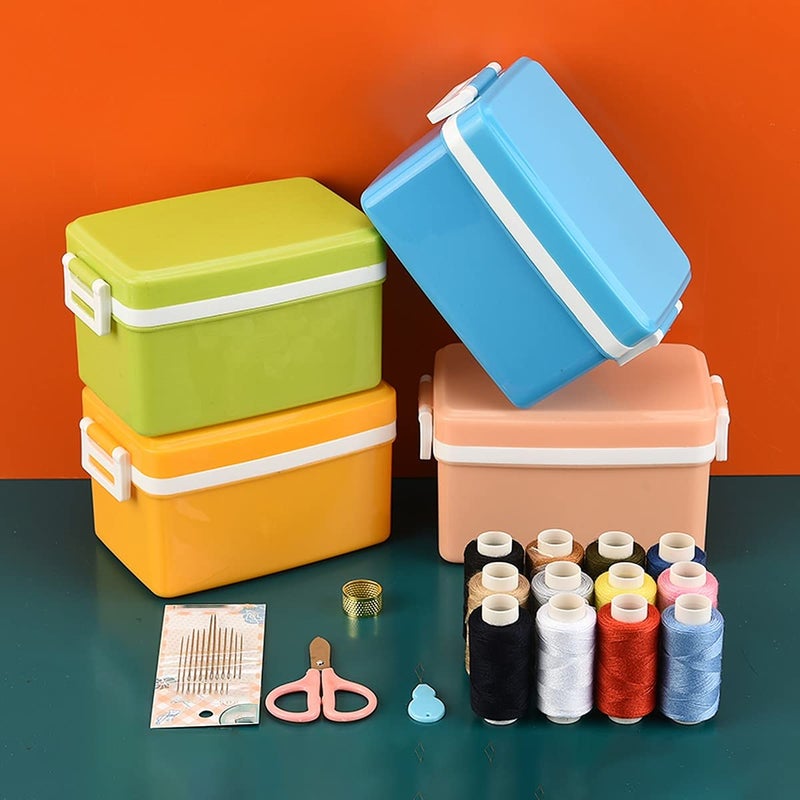Wolpin 28 PCS Sewing Kit Box | Sewing Stitching Supplies | Accessories 12 Pcs Thread Spools, Scissors, Needles, Portable, Measuring Tape DIY, Adults, Beginners, Emergency, Travel, Home - Image 1