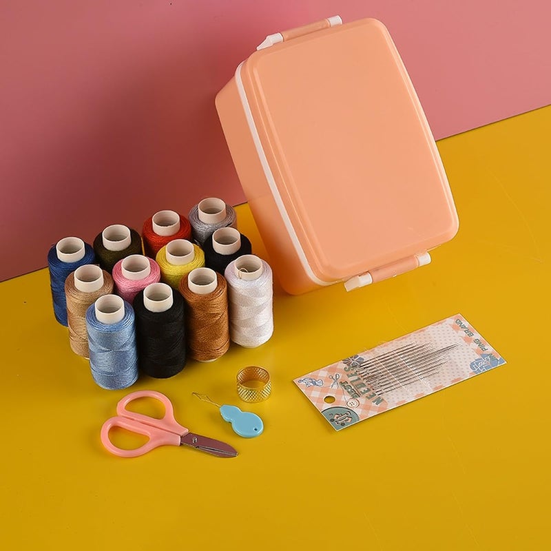 Wolpin 28 PCS Sewing Kit Box | Sewing Stitching Supplies | Accessories 12 Pcs Thread Spools, Scissors, Needles, Portable, Measuring Tape DIY, Adults, Beginners, Emergency, Travel, Home - Image 2