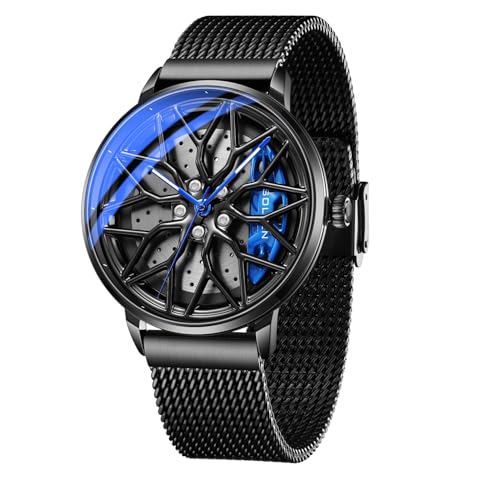 SOLLEN Men's Car Wheel Watch, Japanese Quartz Movement, 3ATM Water Resistant & Luminous Hands, Racing Style Dial and Stainless Steel Case, Gift for Car Enthusiasts - Image 1