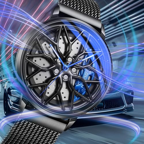 SOLLEN Men's Car Wheel Watch, Japanese Quartz Movement, 3ATM Water Resistant & Luminous Hands, Racing Style Dial and Stainless Steel Case, Gift for Car Enthusiasts - Image 2