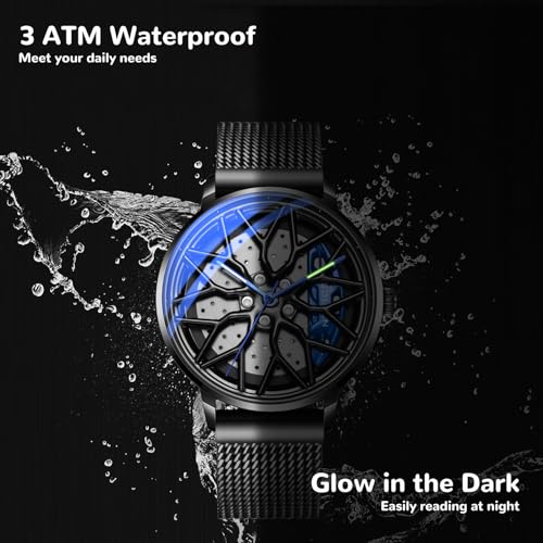 SOLLEN Men's Car Wheel Watch, Japanese Quartz Movement, 3ATM Water Resistant & Luminous Hands, Racing Style Dial and Stainless Steel Case, Gift for Car Enthusiasts - Image 5
