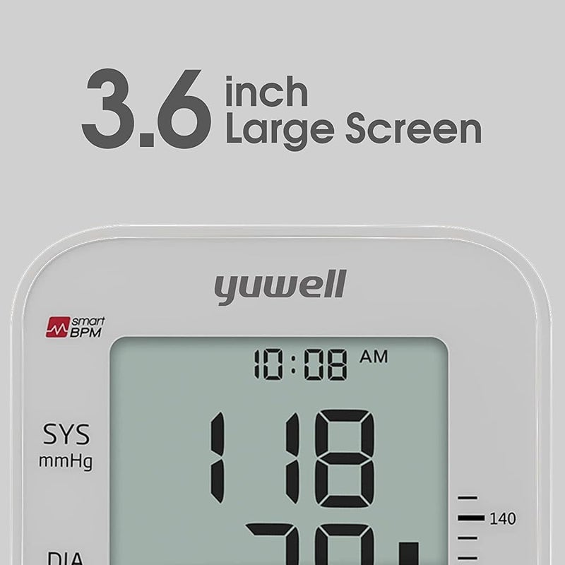 yuwell Blood Pressure Monitor, Large Upper Arm Blood Pressure Cuff, Digital Blood Pressure Machine for Home Use, Large Display, Stores 99 Readings, Voice Broadcasting with Power Adapter and Batteries - Image 4