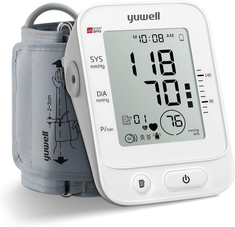 yuwell Blood Pressure Monitor, Large Upper Arm Blood Pressure Cuff, Digital Blood Pressure Machine for Home Use, Large Display, Stores 99 Readings, Voice Broadcasting with Power Adapter and Batteries - Image 1