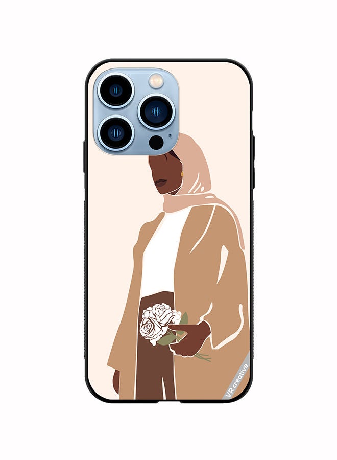 VR CREATIVE غطاء حماية لجهاز آبل آيفون 14 برو ماكس بتصميم امرأة محجبة متعدد الألوان - Image 1