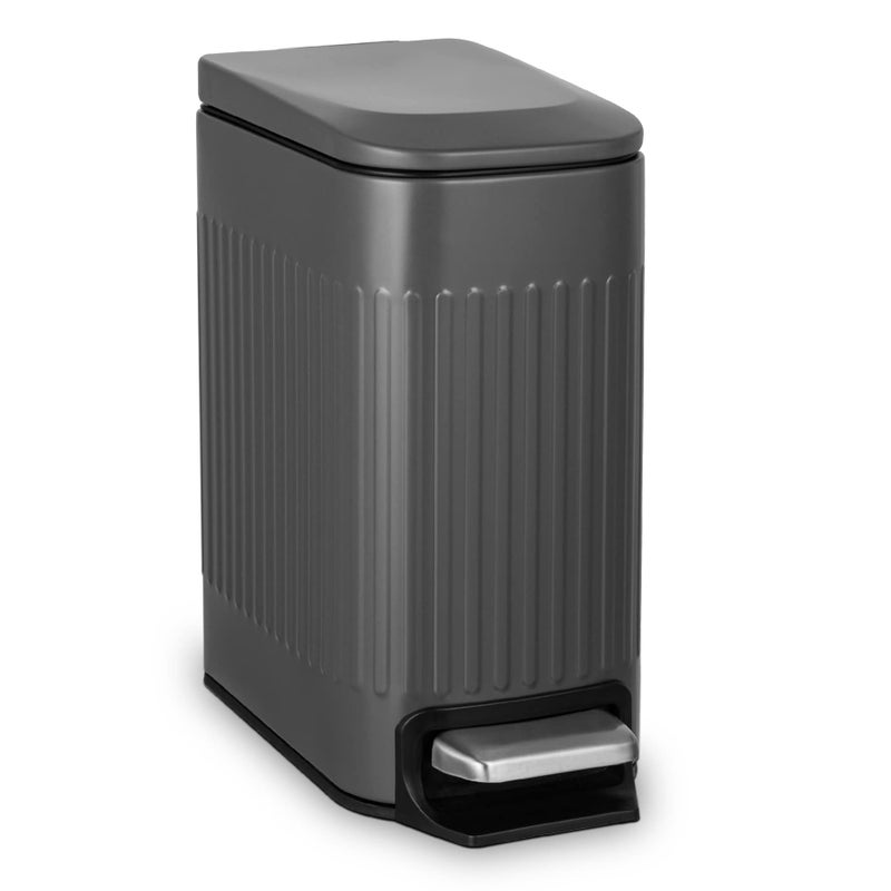 TrashAid Small 16 Gallon Stainless Steel Trash Can with Removable Inner Bucket Grey Hands Free Step Pedal Design