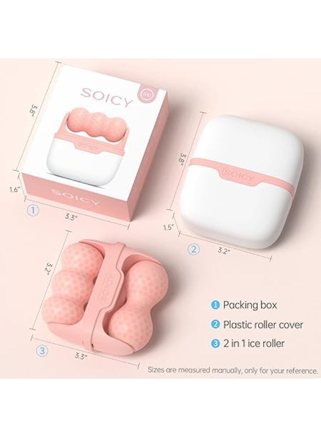 2-in-1 Ice Roller Facial Massager Skincare Rollers for Face & Eyes (Pink) - Image 3