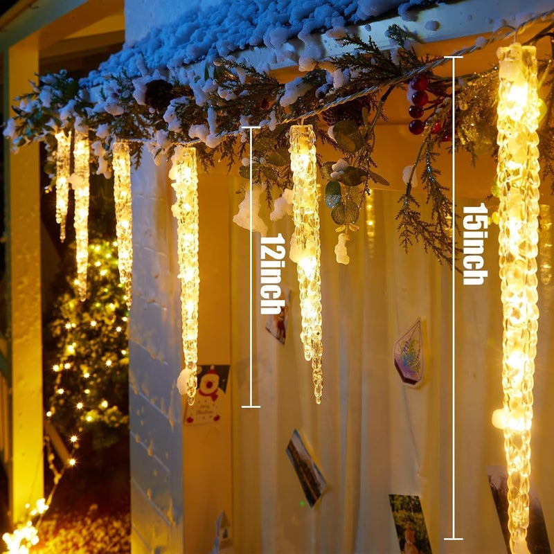 Brightown Icicle Lights Outdoor 135ft with Remote  20 Tubes 100 LED Icicle Christmas Lights Waterproof Icicle Indoor Decoration for Tree Patio Roof Holiday Decor Warm White - Image 3