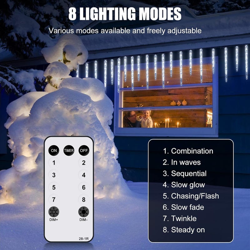 Brightown Icicle Lights Outdoor 135ft with Remote  20 Tubes 100 LED Icicle Christmas Lights Waterproof Icicle Indoor Decoration for Tree Patio Roof Holiday Decor Warm White - Image 4