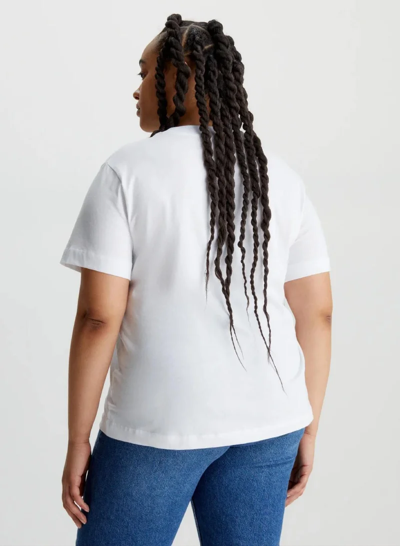 Calvin Klein Bright White Plus Size Monogram T-shirt for Women | Best Price UAE