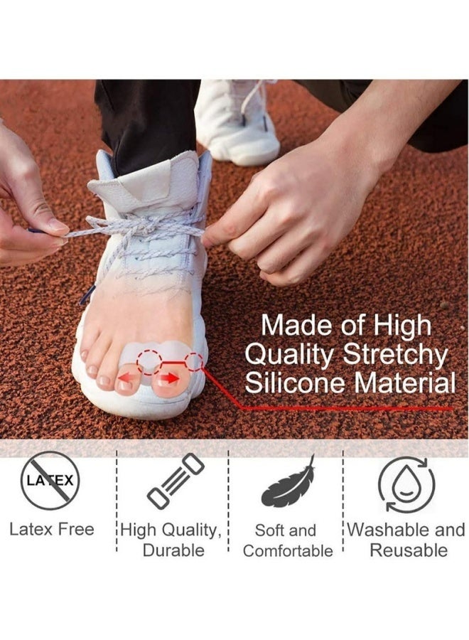 4 أزواج من فواصل أصابع القدم المصنوعة من السيليكون مع حلقتين، مصححات إبهام القدم لتخفيف المسافة بين إصبع القدم الكبير وتصحيح تداخل الأصابع، مناسبة للارتداء اليومي، لون أبيض - Image 5